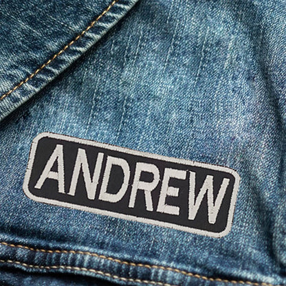 ANDREW Name Tag Patch - White on Black Embroidered Biker Patch Veteran Patches