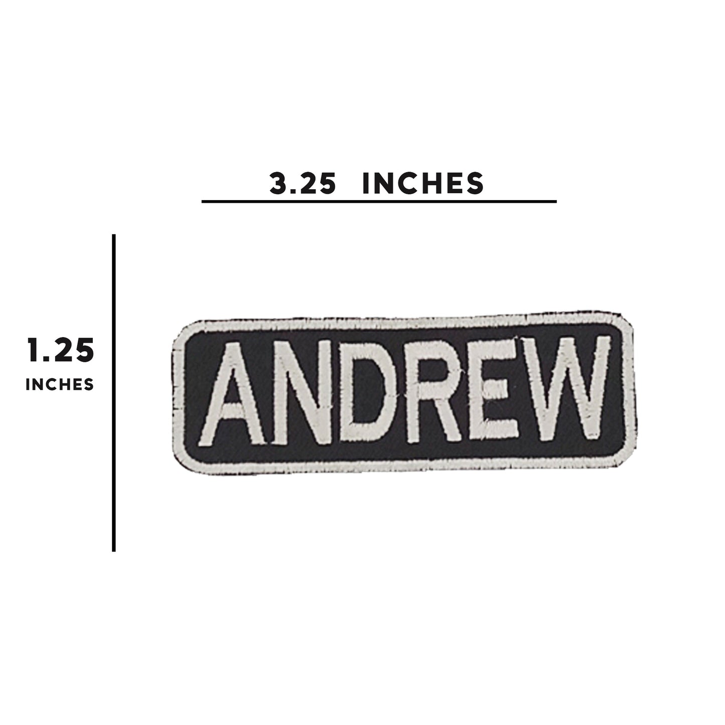 ANDREW Name Tag Patch - White on Black Embroidered Biker Patch Veteran Patches