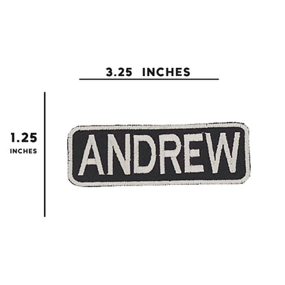 ANDREW Name Tag Patch - White on Black Embroidered Biker Patch Veteran Patches