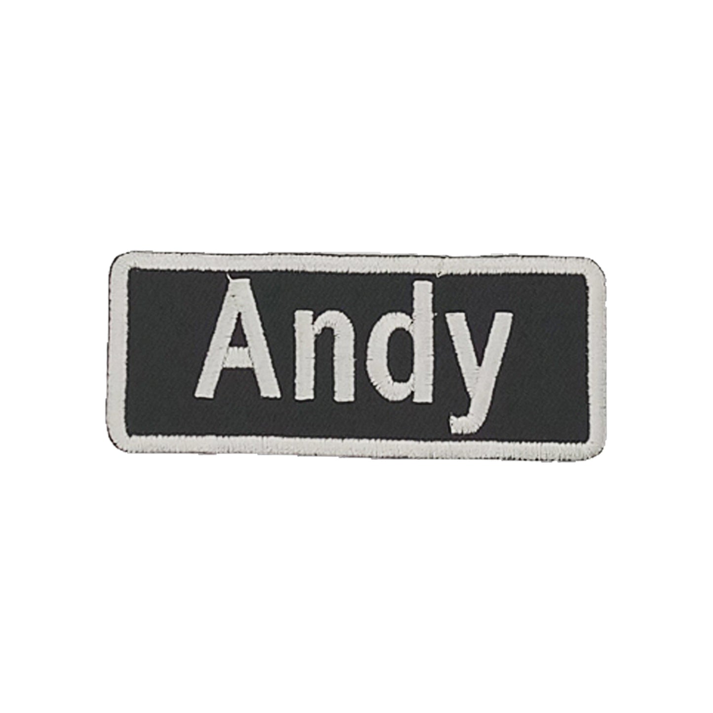 Andy Name Tag Patch - White on Black Embroidered Biker Patch Veteran Patches