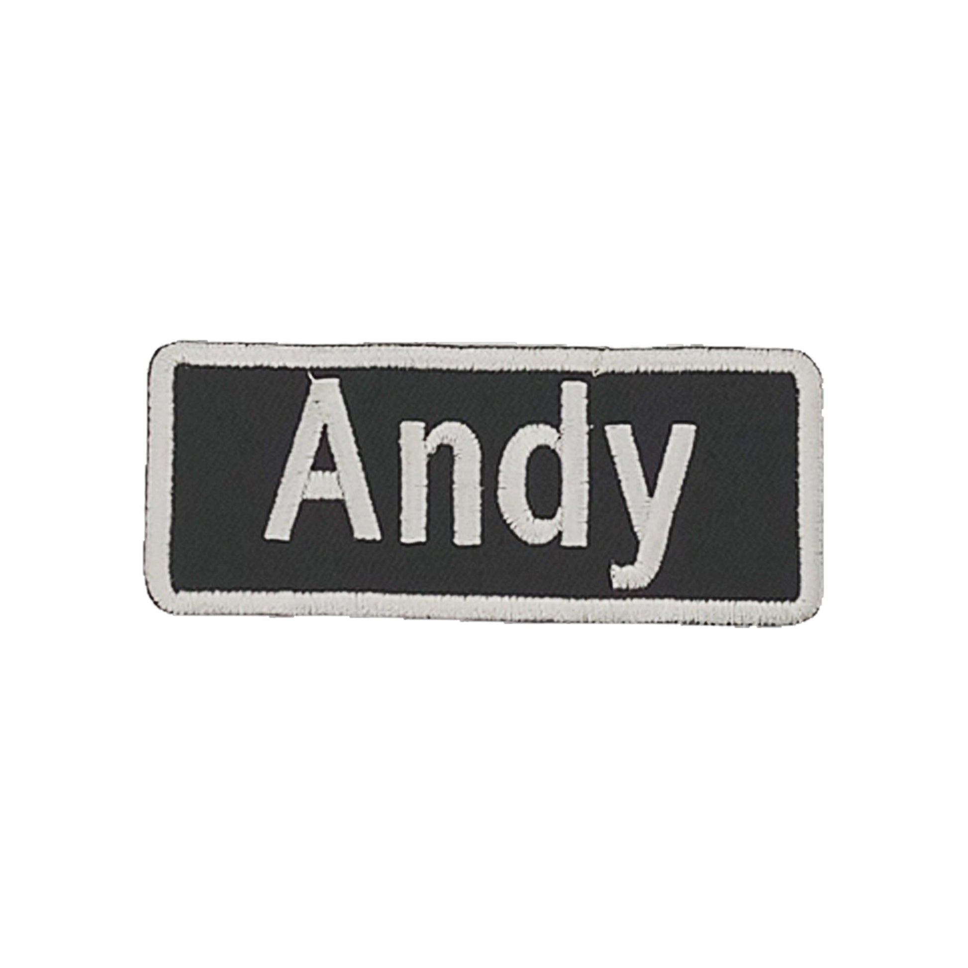Andy Name Tag Patch - White on Black Embroidered Biker Patch Veteran Patches
