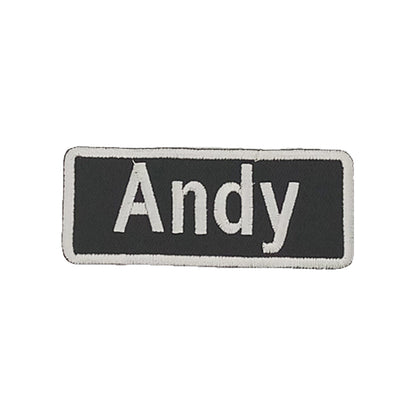 Andy Name Tag Patch - White on Black Embroidered Biker Patch Veteran Patches