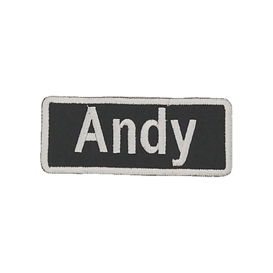 Andy Name Tag Patch - White on Black Embroidered Biker Patch Veteran Patches