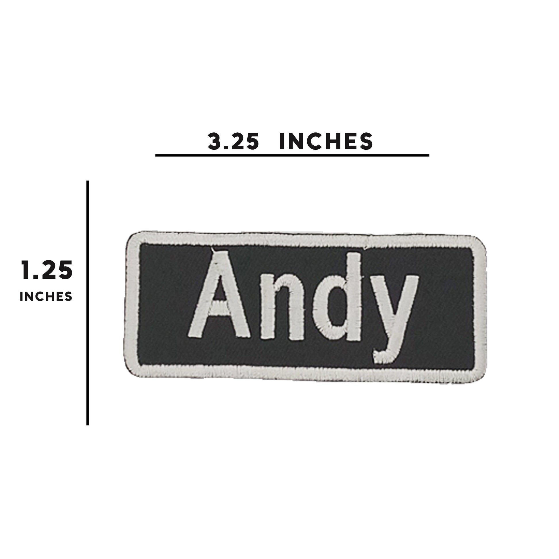 Andy Name Tag Patch - White on Black Embroidered Biker Patch Veteran Patches