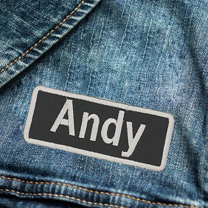 Andy Name Tag Patch - White on Black Embroidered Biker Patch Veteran Patches