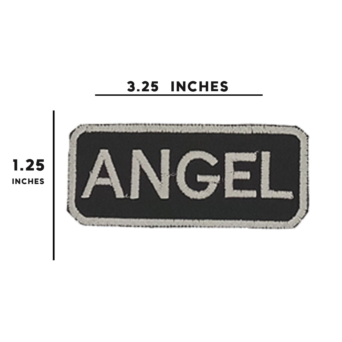 Angel Name Tag Patch - White on Black Embroidered Biker Patch Veteran Patches