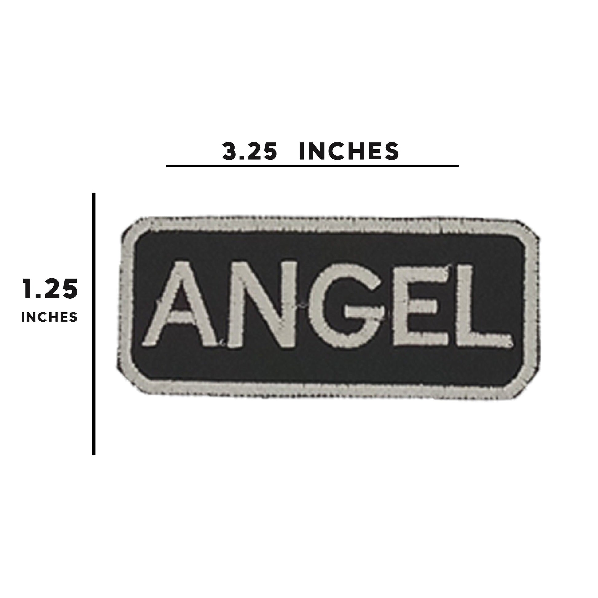 Angel Name Tag Patch - White on Black Embroidered Biker Patch Veteran Patches