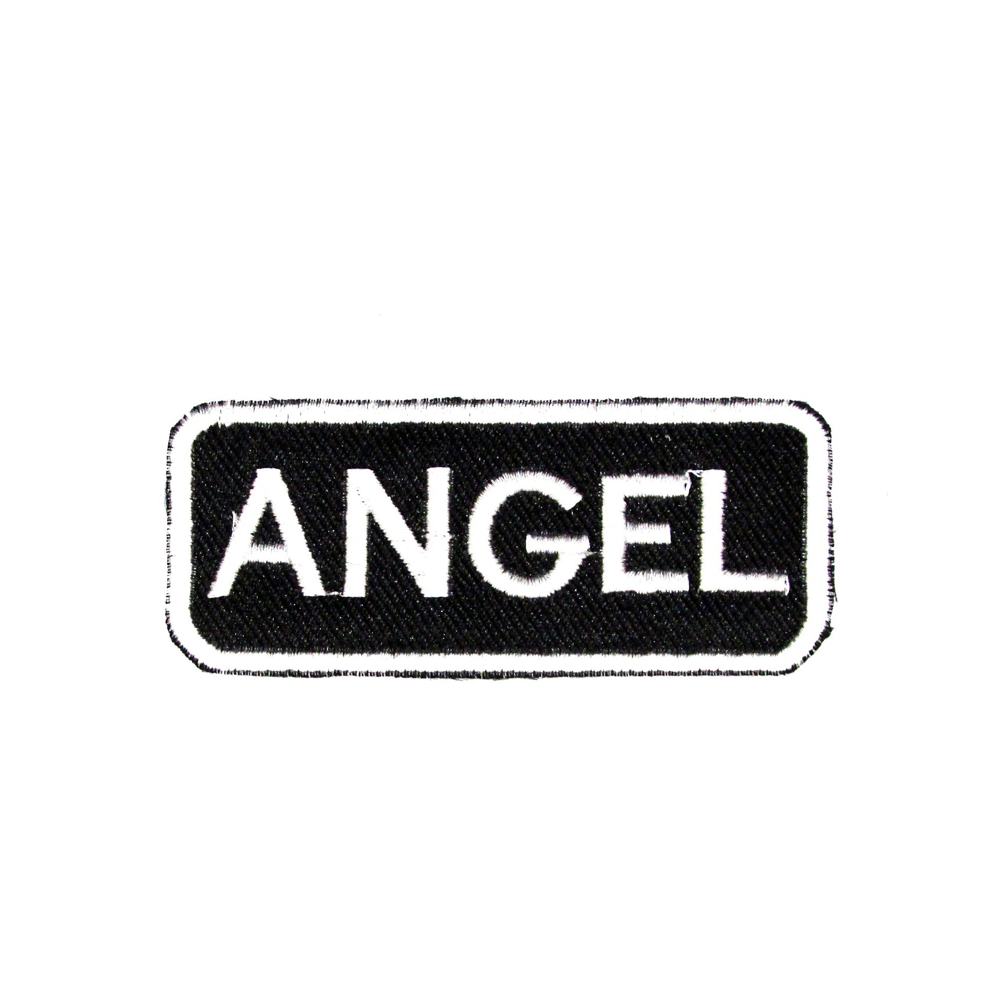 Angel Name Tag Patch - White on Black Embroidered Biker Patch Veteran Patches