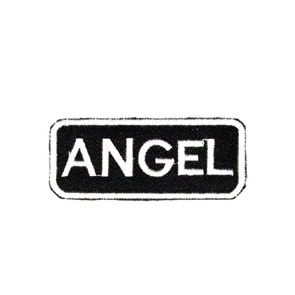 Angel Name Tag Patch - White on Black Embroidered Biker Patch Veteran Patches