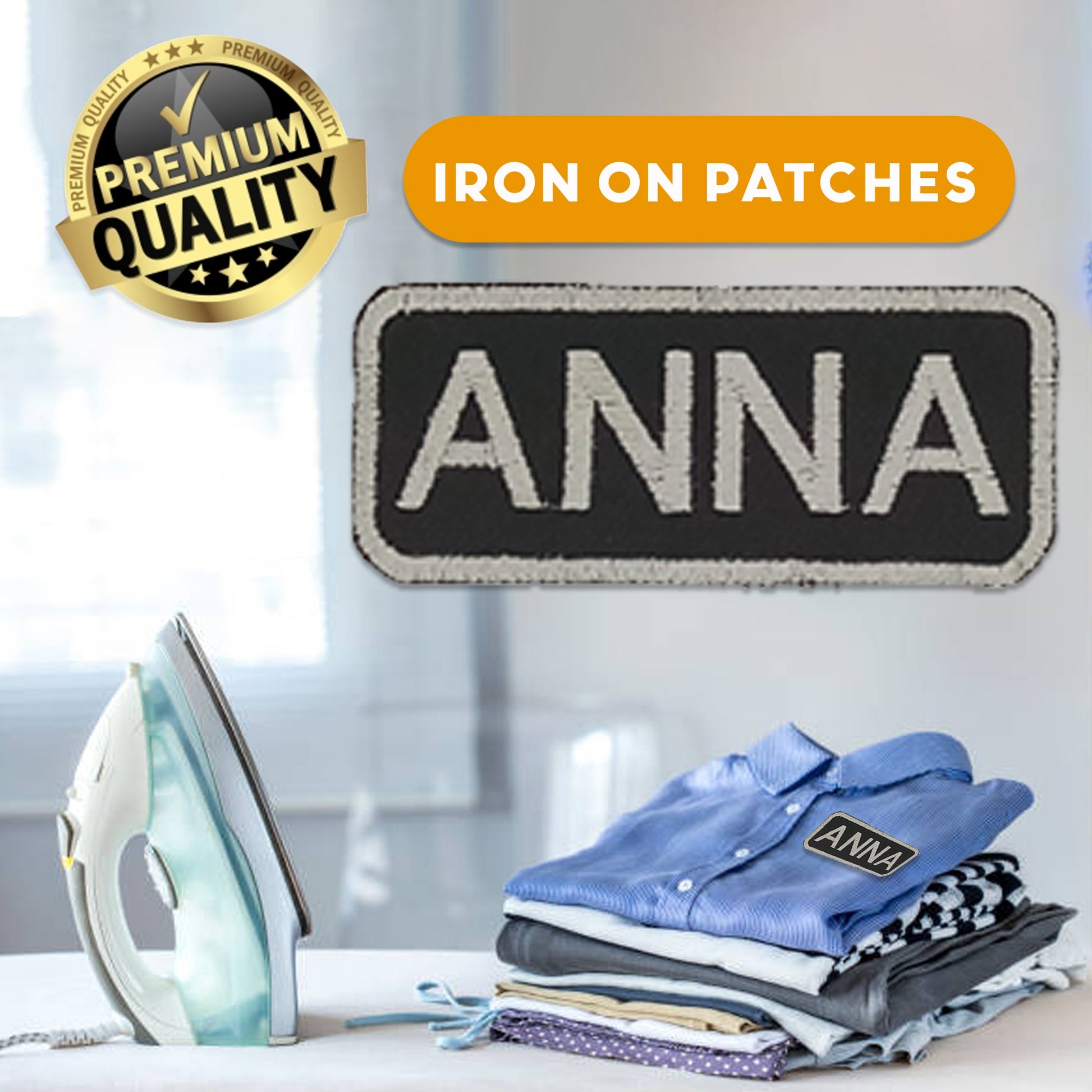 Anna Name Tag Patch - White on Black Embroidered Biker Patch Veteran Patches