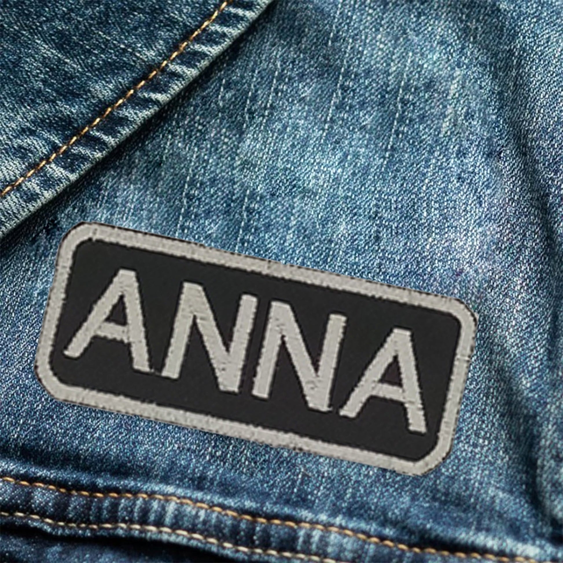 Anna Name Tag Patch - White on Black Embroidered Biker Patch Veteran Patches