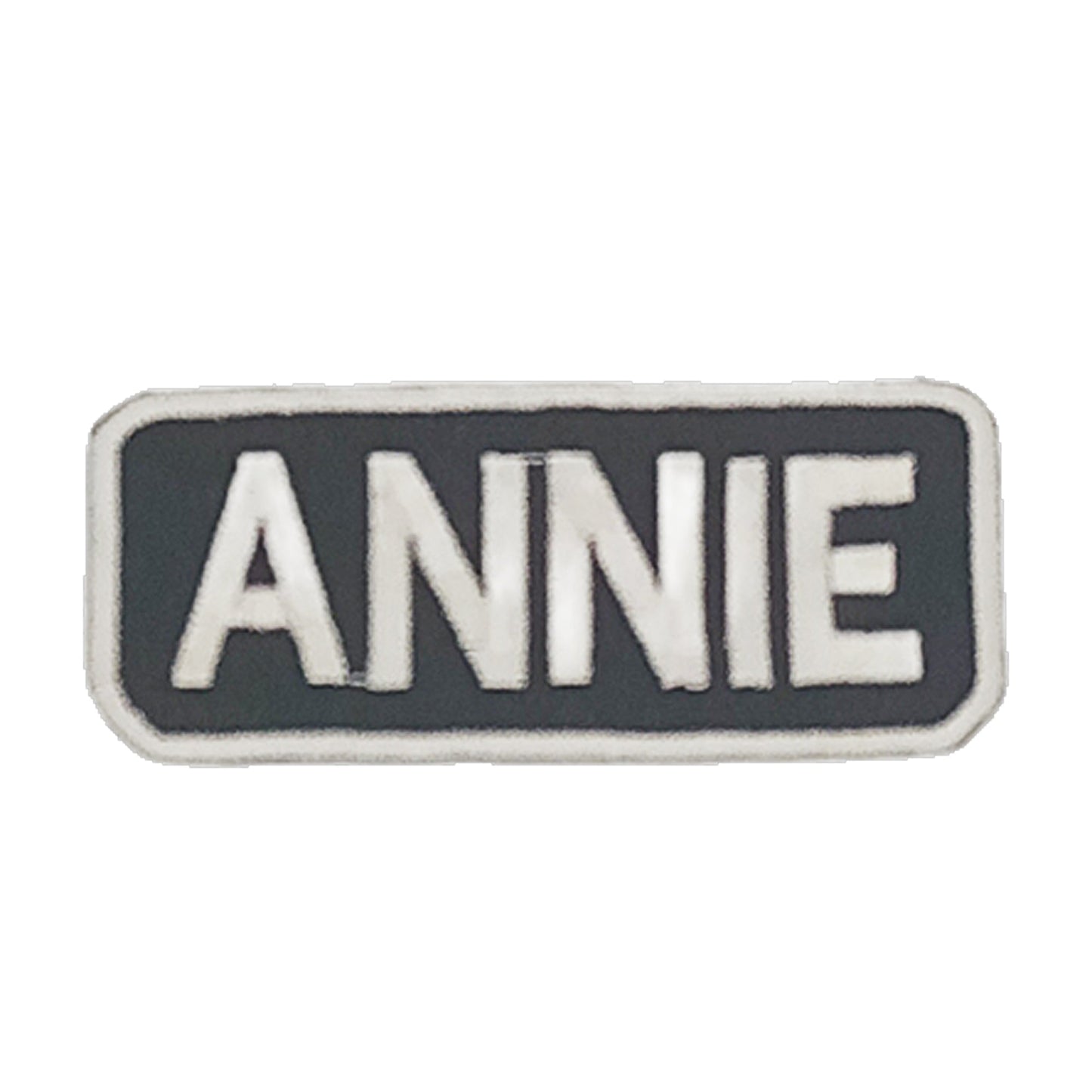 Annie Name Tag Patch - White on Black Embroidered Biker Patch Veteran Patches
