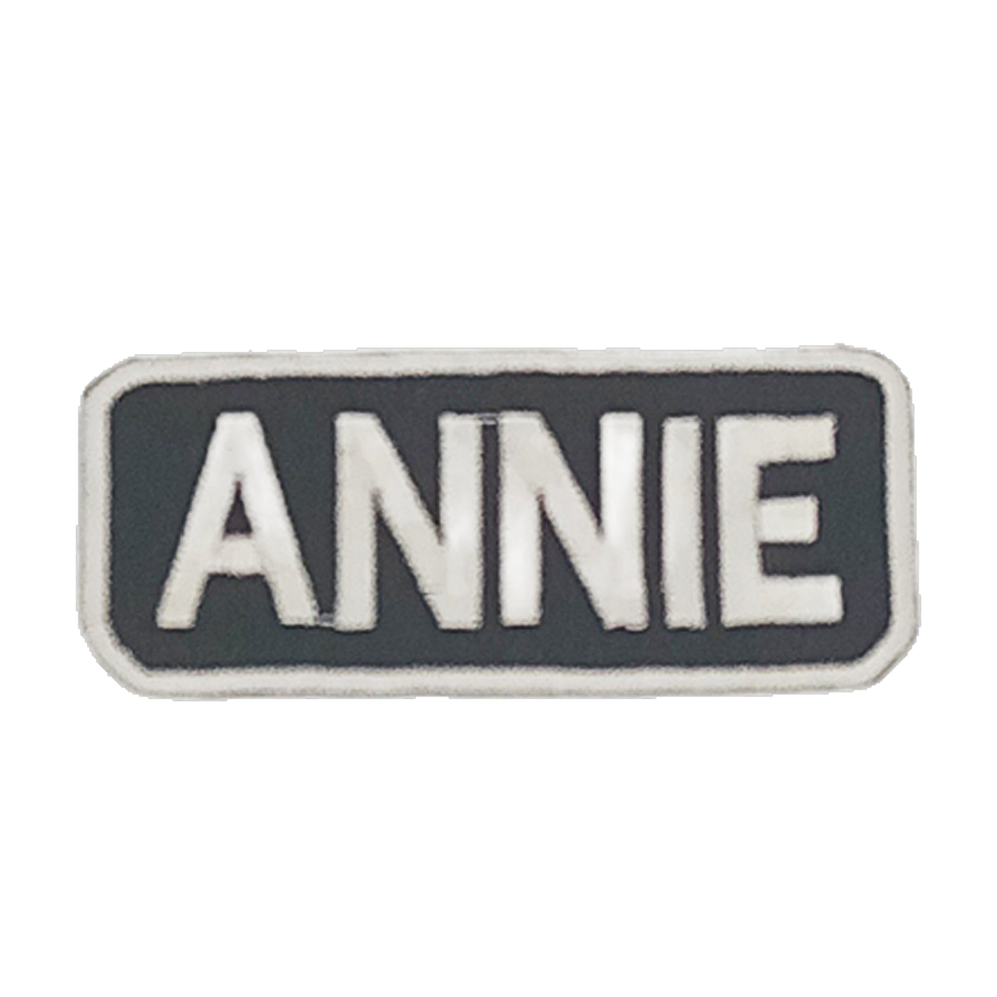 Annie Name Tag Patch - White on Black Embroidered Biker Patch Veteran Patches