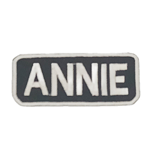 Annie Name Tag Patch - White on Black Embroidered Biker Patch Veteran Patches