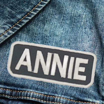 Annie Name Tag Patch - White on Black Embroidered Biker Patch Veteran Patches