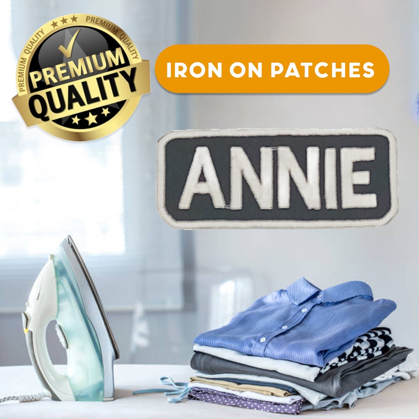 Annie Name Tag Patch - White on Black Embroidered Biker Patch Veteran Patches