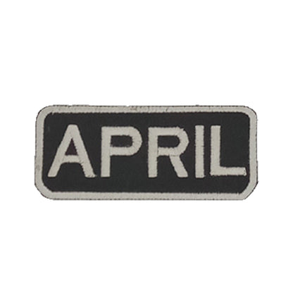 April Name Tag Patch - White on Black Embroidered Biker Patch Veteran Patches