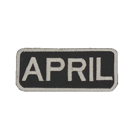 April Name Tag Patch - White on Black Embroidered Biker Patch Veteran Patches