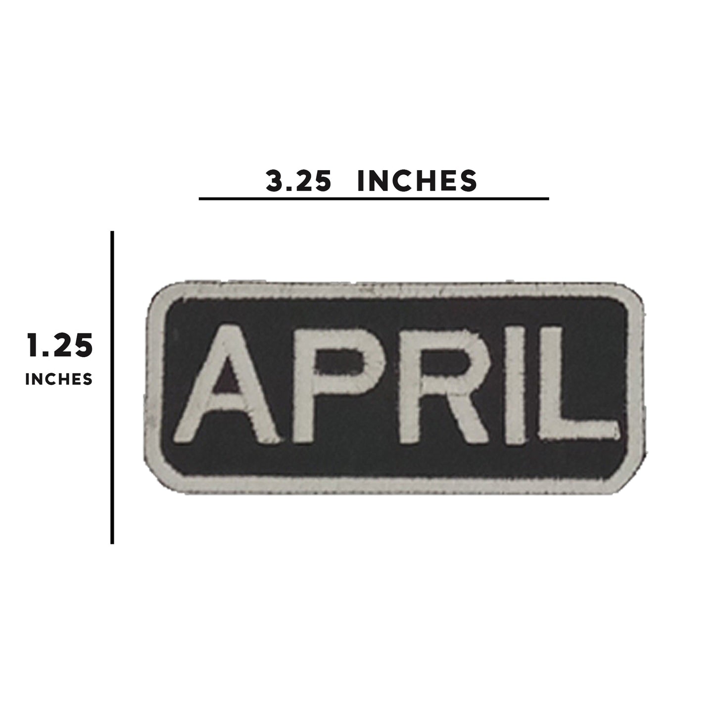 April Name Tag Patch - White on Black Embroidered Biker Patch Veteran Patches