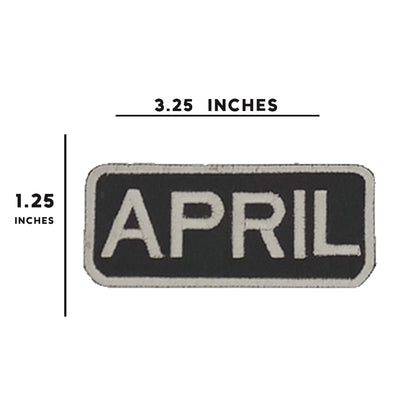 April Name Tag Patch - White on Black Embroidered Biker Patch Veteran Patches