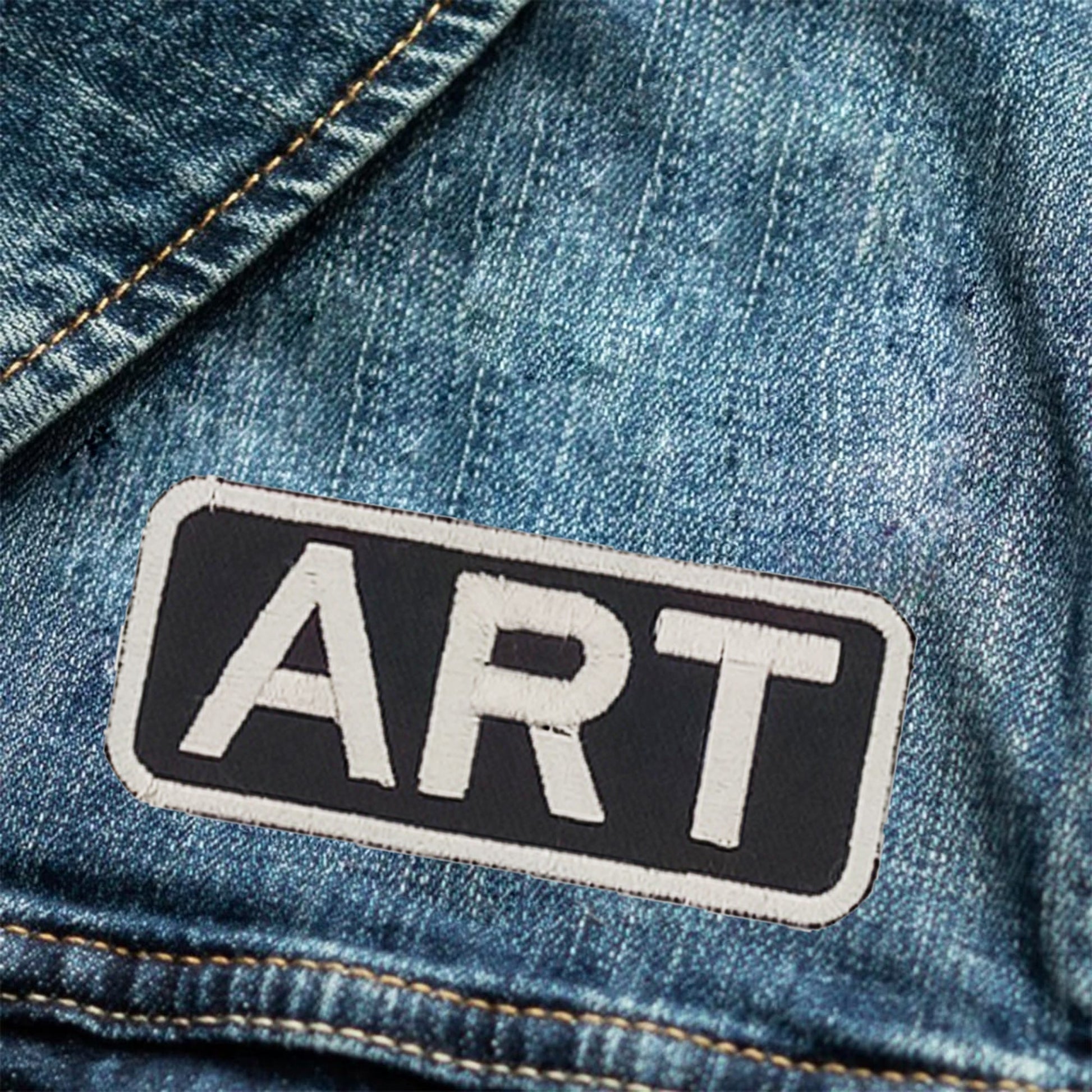 ART Name Tag Patch - White on Black Embroidered Biker Patch Veteran Patches