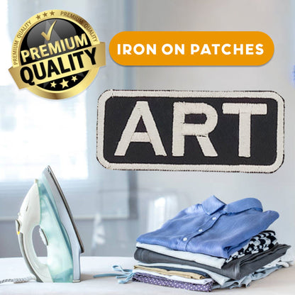 ART Name Tag Patch - White on Black Embroidered Biker Patch Veteran Patches