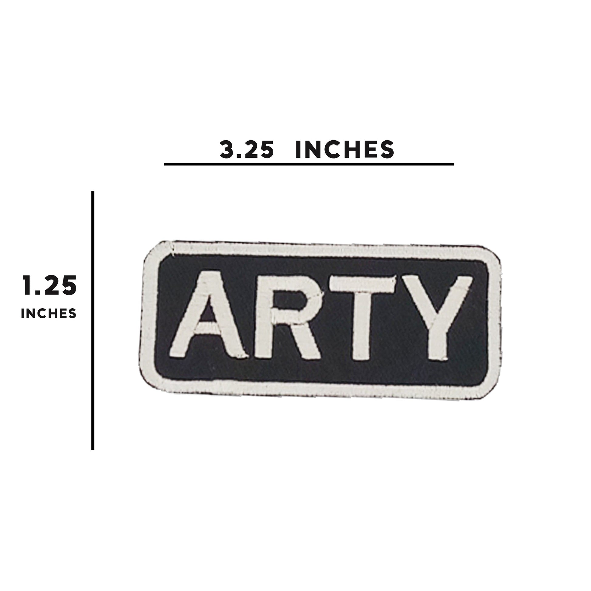 ARTY Name Tag Patch - White on Black Embroidered Biker Patch Veteran Patches