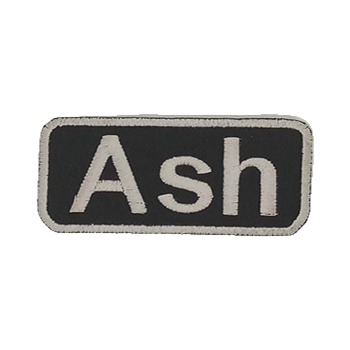 Ash Name Tag Patch - White on Black Embroidered Biker Patch Veteran Patches