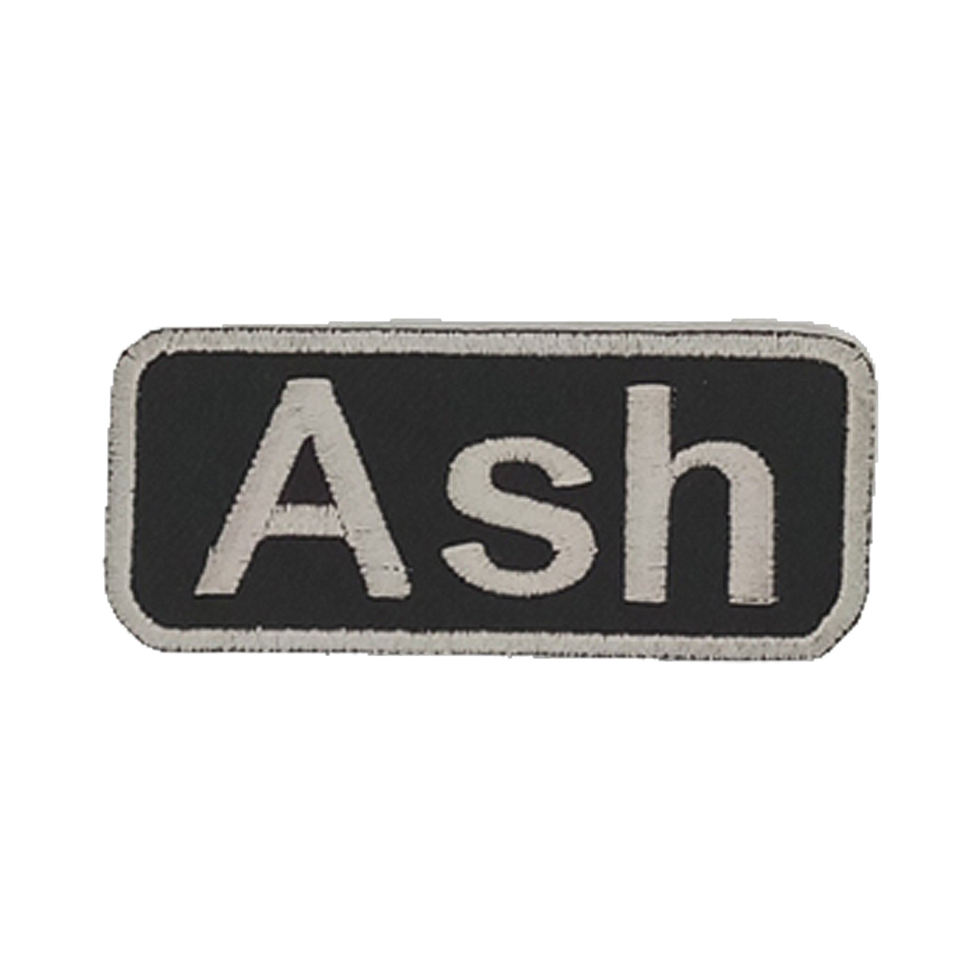 Ash Name Tag Patch - White on Black Embroidered Biker Patch Veteran Patches