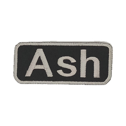 Ash Name Tag Patch - White on Black Embroidered Biker Patch Veteran Patches