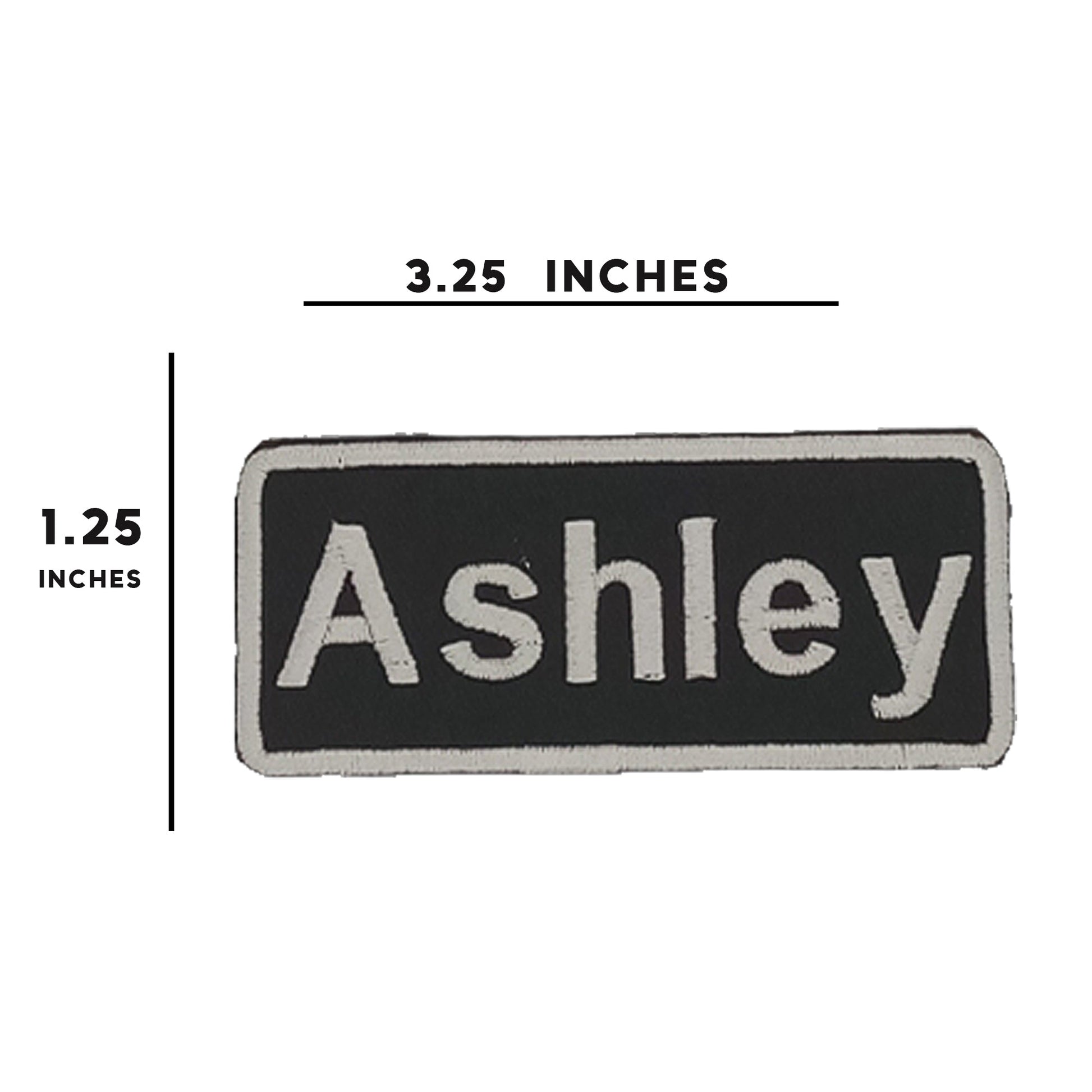 Ashley Name Tag Patch - White on Black Embroidered Biker Patch Veteran Patches
