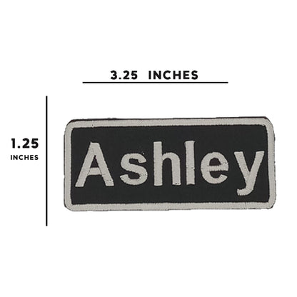 Ashley Name Tag Patch - White on Black Embroidered Biker Patch Veteran Patches