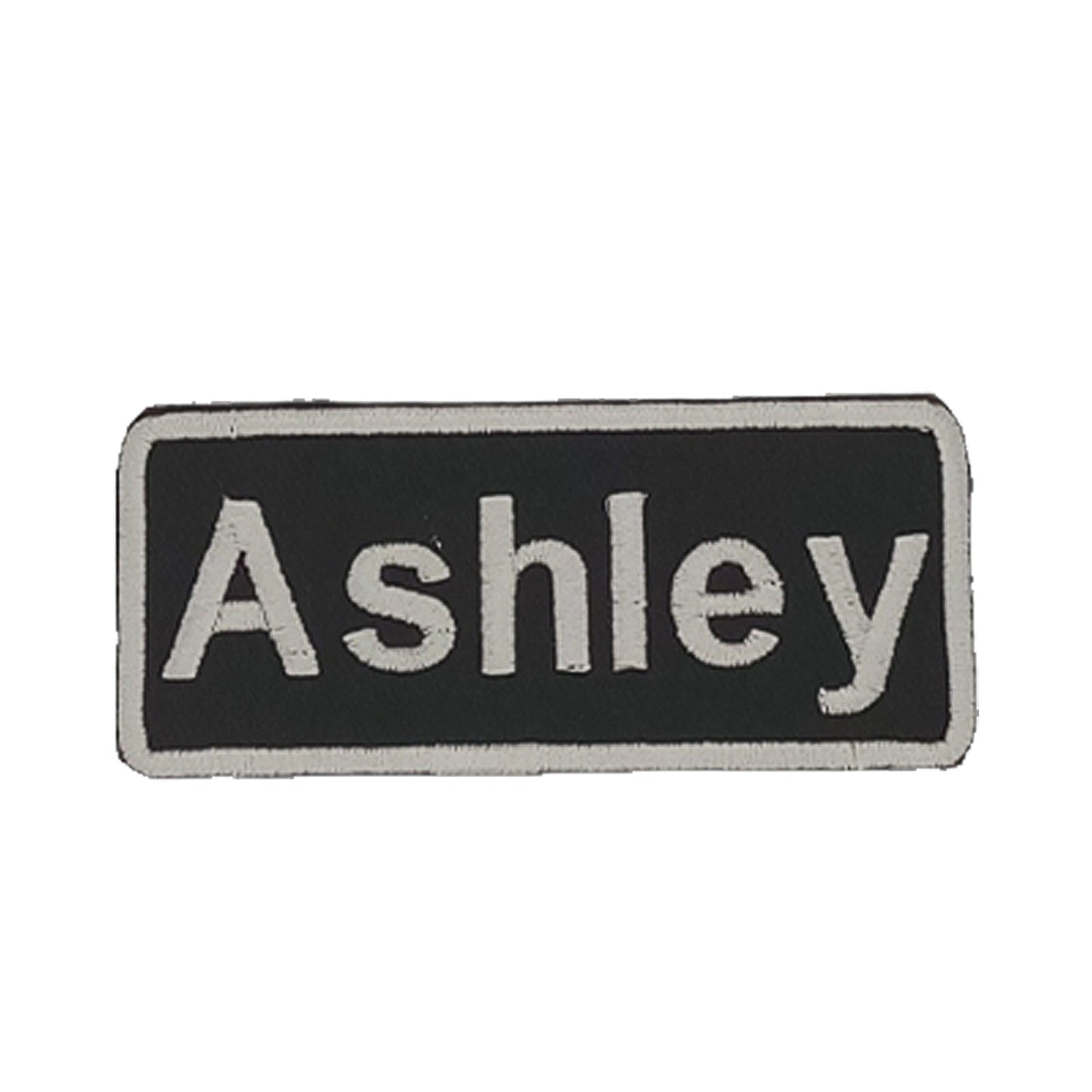 Ashley Name Tag Patch - White on Black Embroidered Biker Patch Veteran Patches