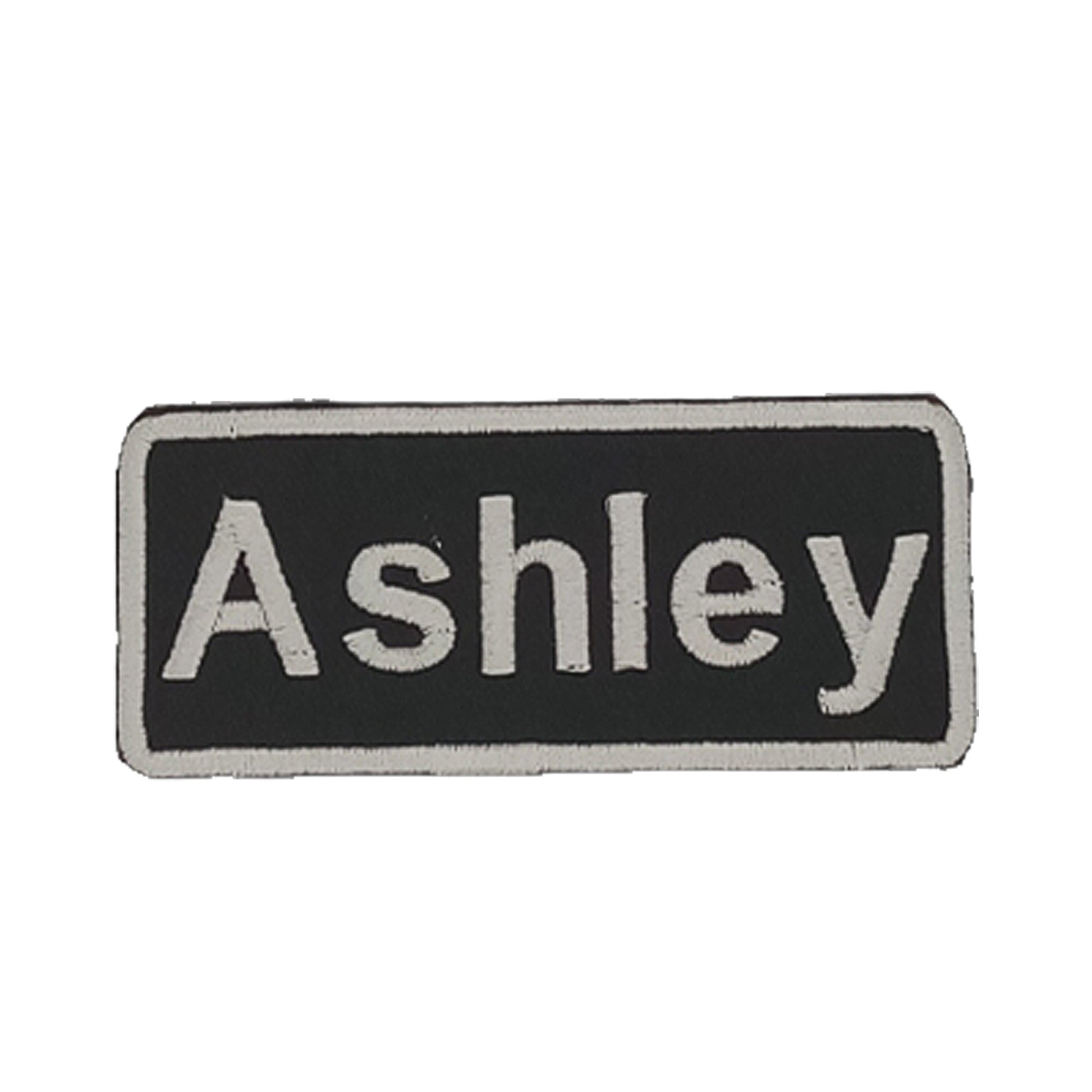 Ashley Name Tag Patch - White on Black Embroidered Biker Patch Veteran Patches