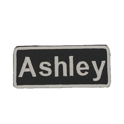 Ashley Name Tag Patch - White on Black Embroidered Biker Patch Veteran Patches