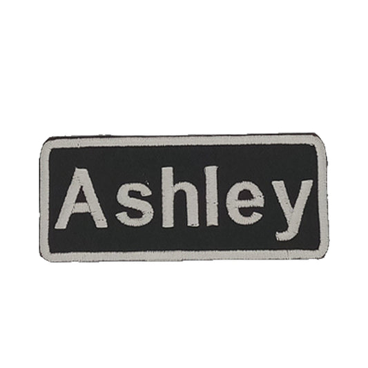 Ashley Name Tag Patch - White on Black Embroidered Biker Patch Veteran Patches
