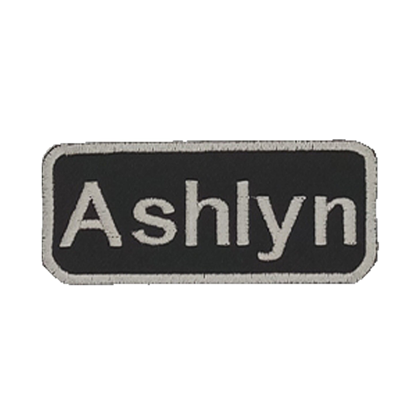 Ashlyn Name Tag Patch - White on Black Embroidered Biker Patch Veteran Patches