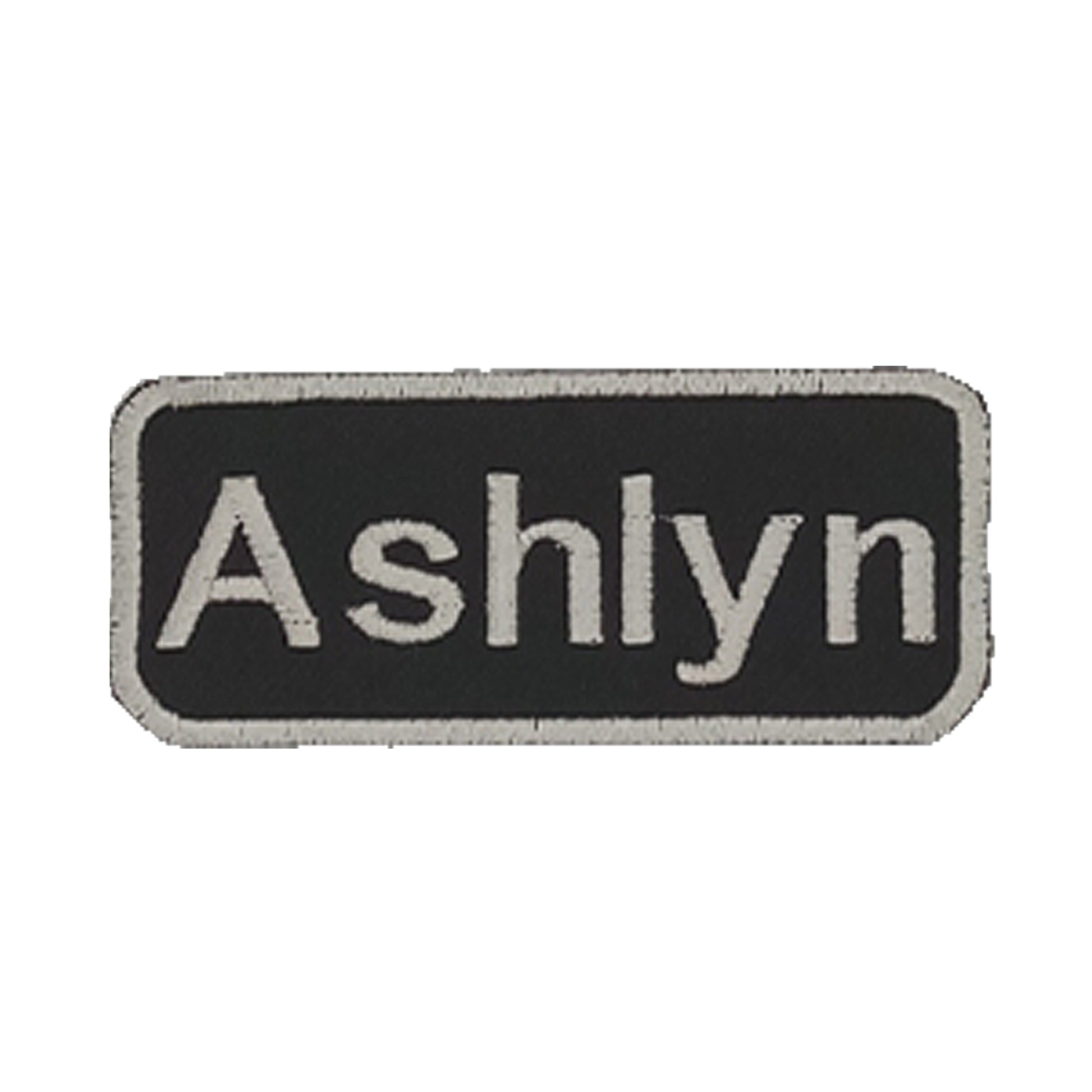 Ashlyn Name Tag Patch - White on Black Embroidered Biker Patch Veteran Patches