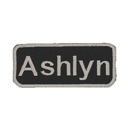 Ashlyn Name Tag Patch - White on Black Embroidered Biker Patch Veteran Patches