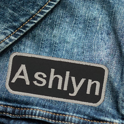 Ashlyn Name Tag Patch - White on Black Embroidered Biker Patch Veteran Patches