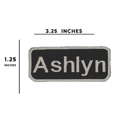 Ashlyn Name Tag Patch - White on Black Embroidered Biker Patch Veteran Patches