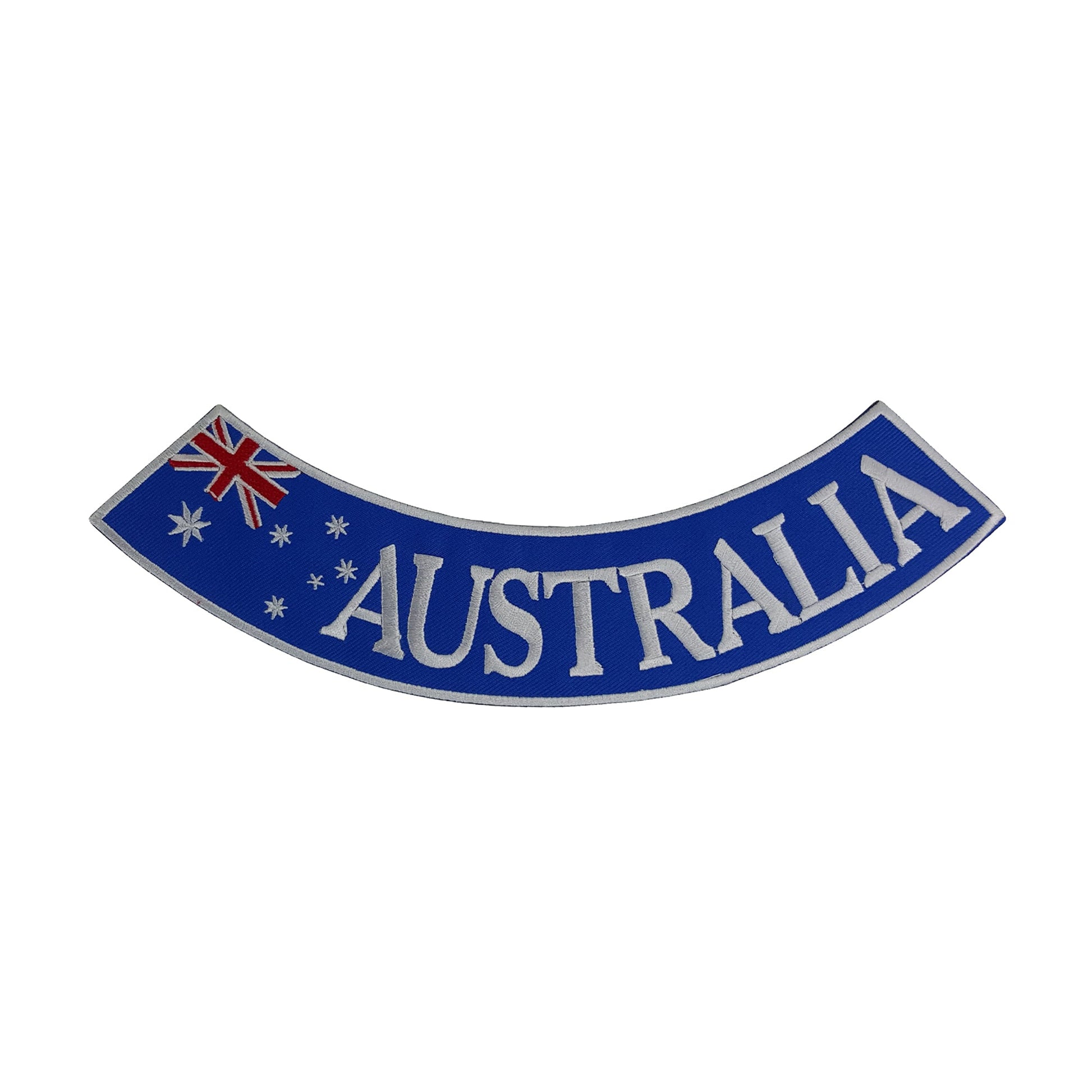 Australia Red White on Blue Rocker Patch - Embroidered Biker Patch for Vest Veteran Patches