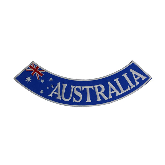 Australia Red White on Blue Rocker Patch - Embroidered Biker Patch for Vest Veteran Patches