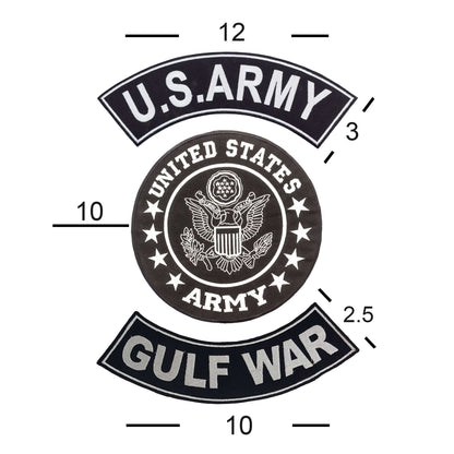 Black U.S Army Veteran 3 - Piece Patch Set - Military Veteran Biker Patches Veteran Patches