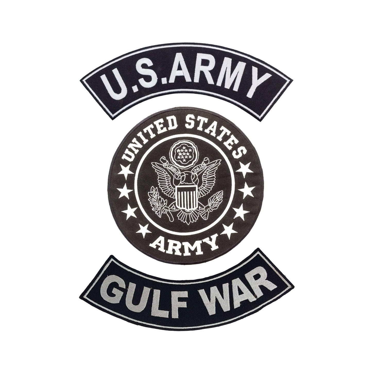 Black U.S Army Veteran 3 - Piece Patch Set - Military Veteran Biker Patches Veteran Patches