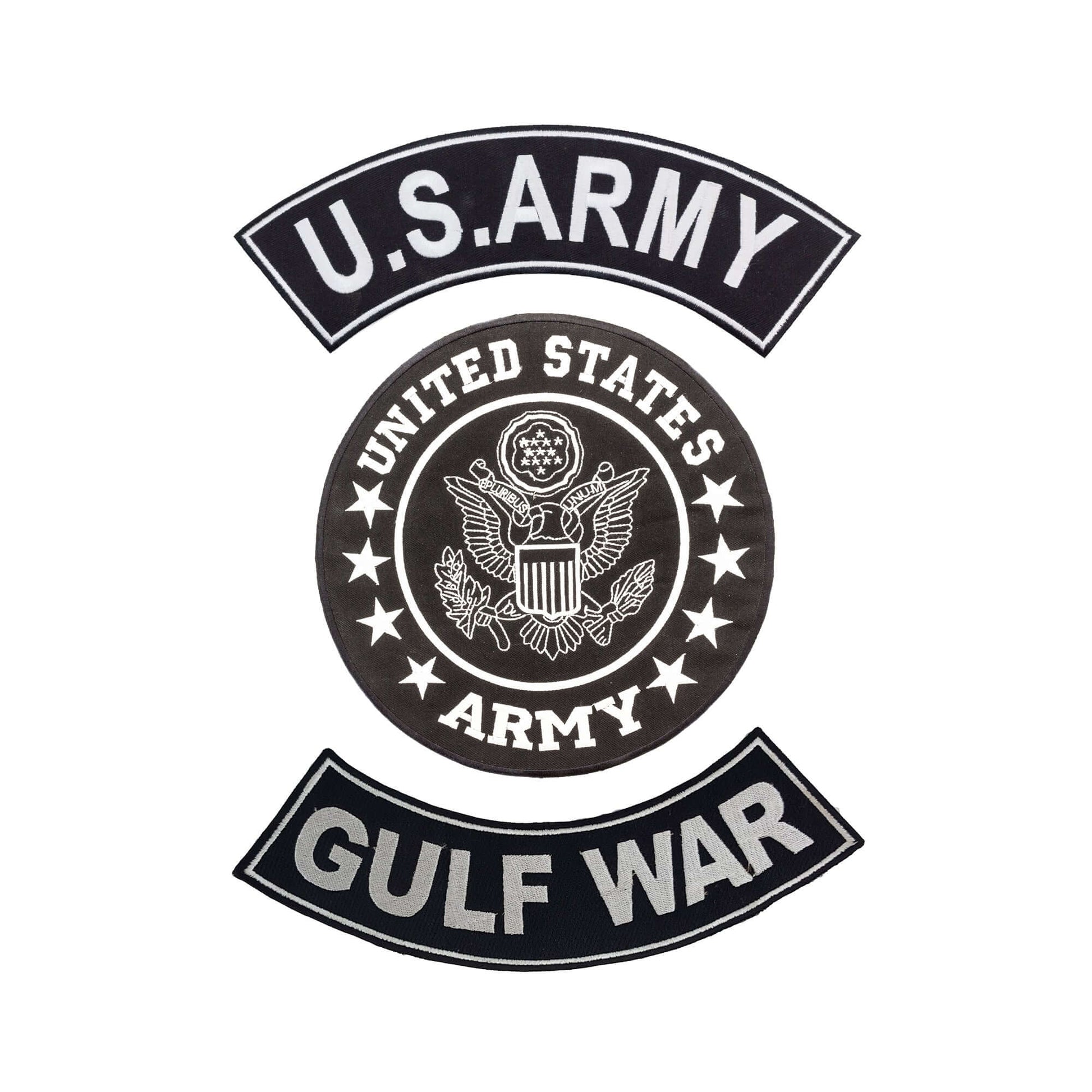 Black U.S Army Veteran 3 - Piece Patch Set - Military Veteran Biker Patches Veteran Patches