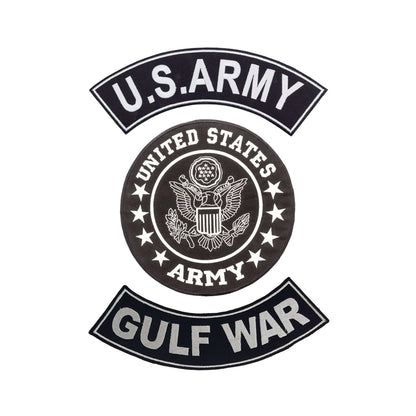 Black U.S Army Veteran 3 - Piece Patch Set - Military Veteran Biker Patches Veteran Patches