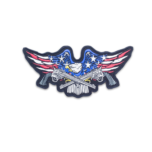 Eagle with Cross Guns US Flag Center Patch - Motorcycle Biker Patch Veteran Patches