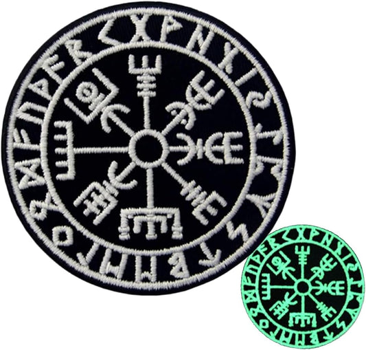 Glow in Dark Vegvisir Compass - Viking Norse Rune Veteran Patches
