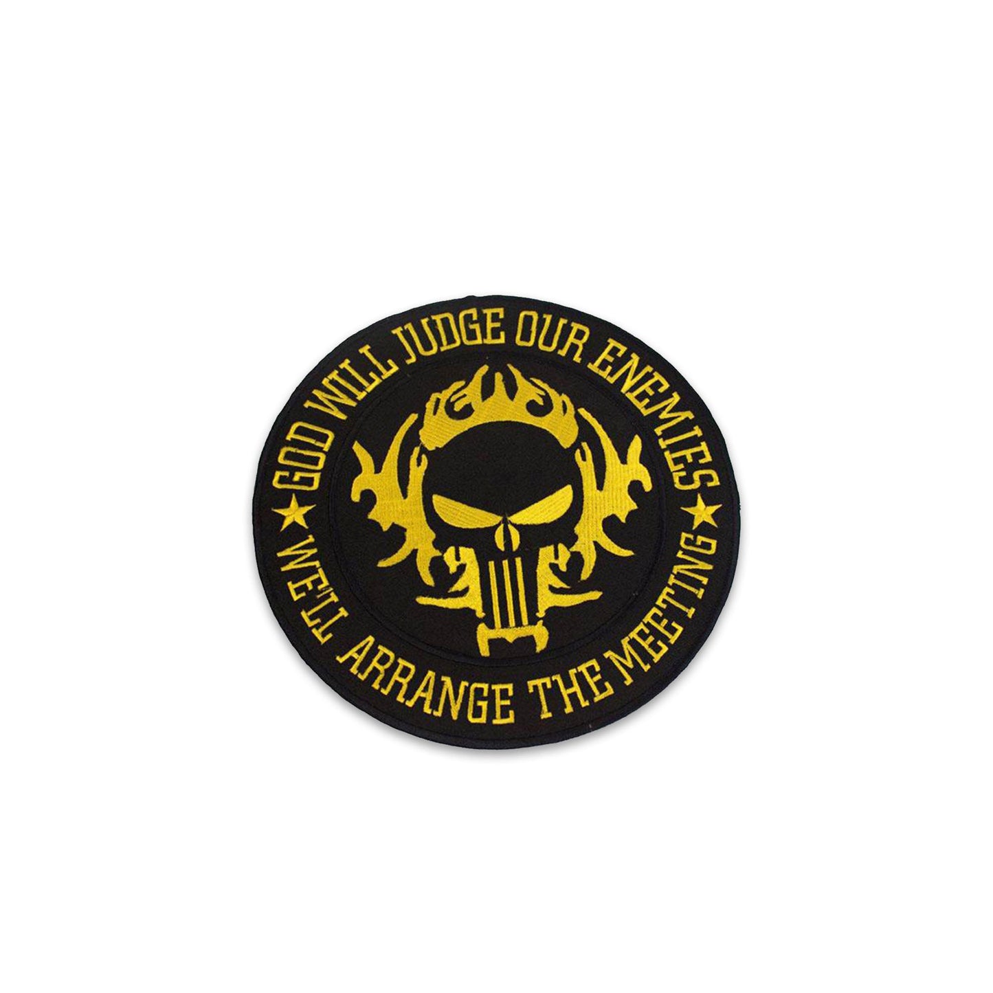 God Will Judge Our Enemies Yellow Round Center Patch - Motorcycle Biker Patch Veteran Patches